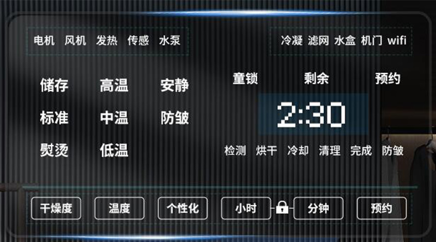 冷凝衣物烘干機(jī)擁有獨(dú)立大屏，實(shí)現(xiàn)智能快速烘干！
